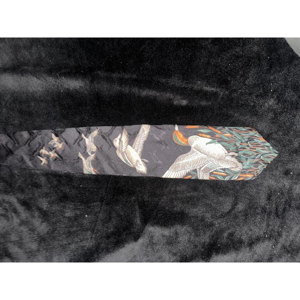 Vintage Fred David Black Tie with Bird Design